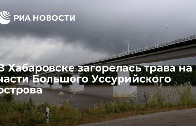 В Хабаровске загорелась трава на части Большого Уссурийского острова