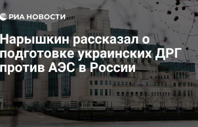 Нарышкин рассказал о подготовке украинских ДРГ против АЭС в России