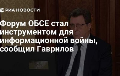 Форум ОБСЕ стал инструментом для информационной войны, сообщил Гаврилов