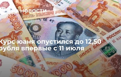 Курс юаня опустился до 12,50 рубля впервые с 11 июля