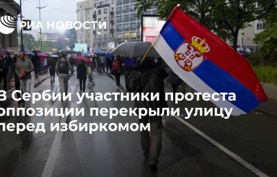 В Сербии участники протеста оппозиции перекрыли улицу перед избиркомом