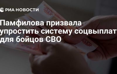 Памфилова призвала упростить систему соцвыплат для бойцов СВО