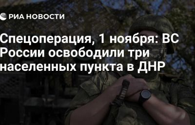 Спецоперация, 1 ноября: ВС России освободили три населенных пункта в ДНР