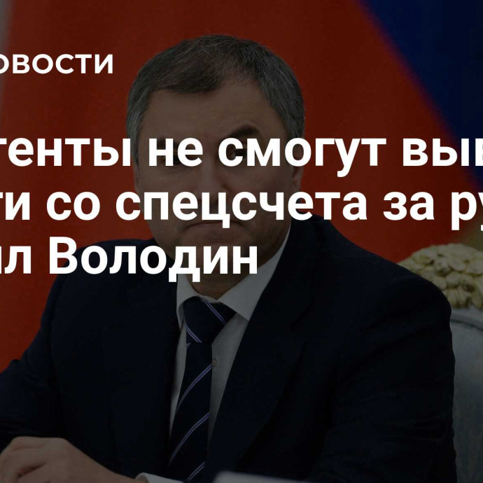 Иноагенты не смогут вывести деньги со спецсчета за рубеж, заявил Володин