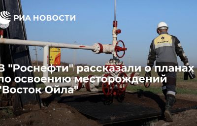 В "Роснефти" рассказали о планах по освоению месторождений "Восток Ойла"