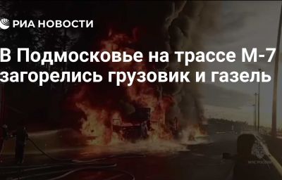 В Подмосковье на трассе М-7 загорелись грузовик и газель