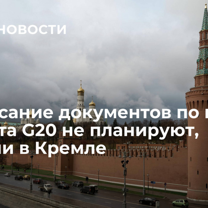 Подписание документов по итогам саммита G20 не планируют, заявили в Кремле