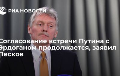 Согласование встречи Путина с Эрдоганом продолжается, заявил Песков