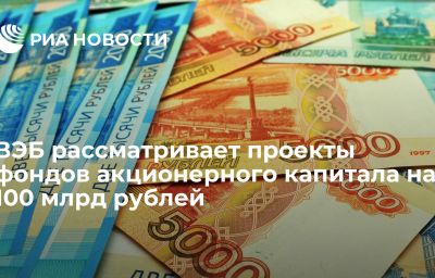 ВЭБ рассматривает проекты фондов акционерного капитала на 100 млрд рублей