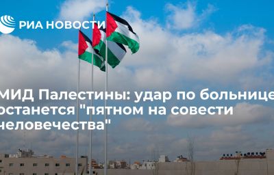 МИД Палестины: удар по больнице останется "пятном на совести человечества"