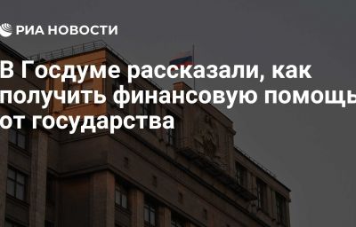 В Госдуме рассказали, как получить финансовую помощь от государства