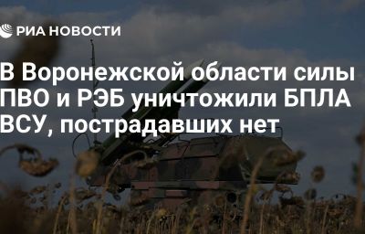 В Воронежской области силы ПВО и РЭБ уничтожили БПЛА ВСУ, пострадавших нет