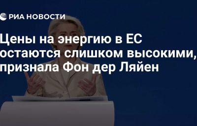 Цены на энергию в ЕС остаются слишком высокими, признала Фон дер Ляйен