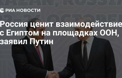 Россия ценит взаимодействие с Египтом на площадках ООН, заявил Путин