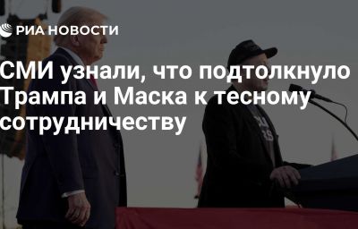 СМИ узнали, что подтолкнуло Трампа и Маска к тесному сотрудничеству