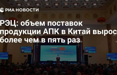 РЭЦ: объем поставок продукции АПК в Китай вырос более чем в пять раз