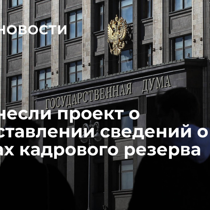 В ГД внесли проект о предоставлении сведений о доходах кадрового резерва