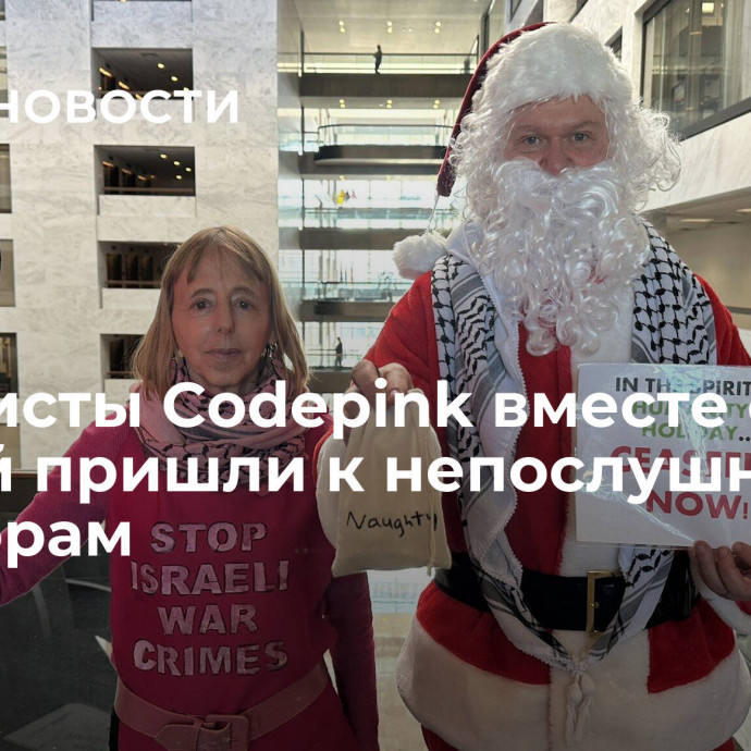 Активисты Codepink вместе с Сантой пришли к непослушным сенаторам