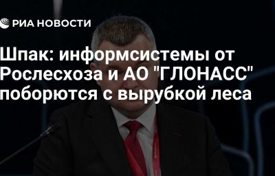 Шпак: информсистемы от Рослесхоза и АО "ГЛОНАСС" поборются с вырубкой леса