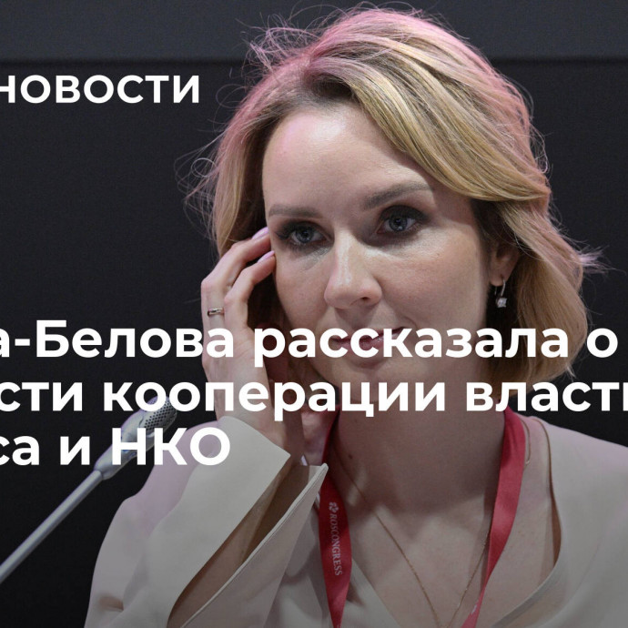 Львова-Белова рассказала о важности кооперации власти, бизнеса и НКО