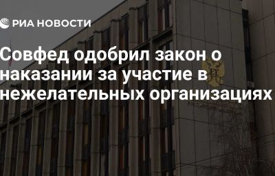 Совфед одобрил закон о наказании за участие в нежелательных организациях