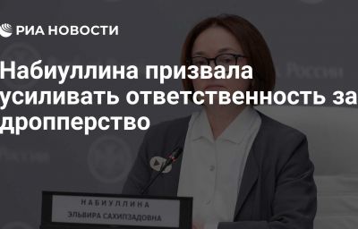 Набиуллина призвала усиливать ответственность за дропперство