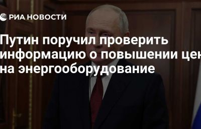 Путин поручил проверить информацию о повышении цен на энергооборудование