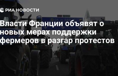 Власти Франции объявят о новых мерах поддержки фермеров в разгар протестов