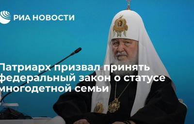 Патриарх призвал принять федеральный закон о статусе многодетной семьи