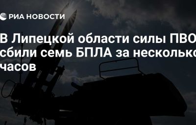 В Липецкой области силы ПВО сбили семь БПЛА за несколько часов