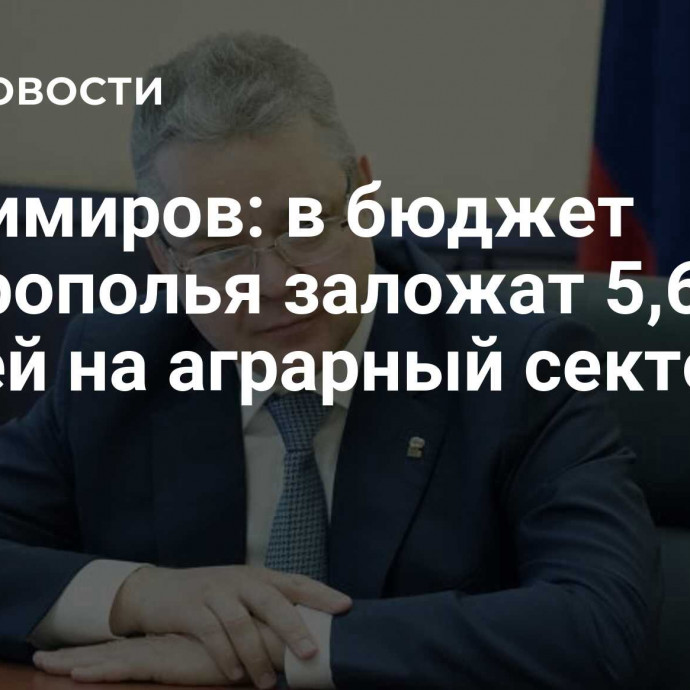 Владимиров: в бюджет Ставрополья заложат 5,6 млрд рублей на аграрный сектор