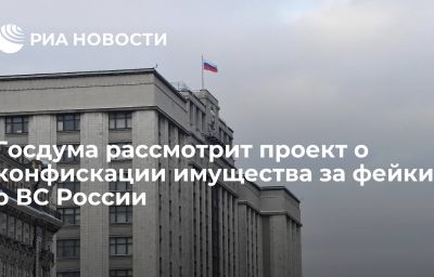 Госдума рассмотрит проект о конфискации имущества за фейки о ВС России