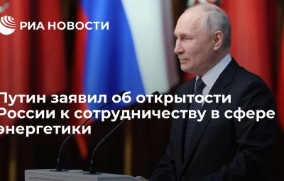 Путин заявил об открытости России к сотрудничеству в сфере энергетики