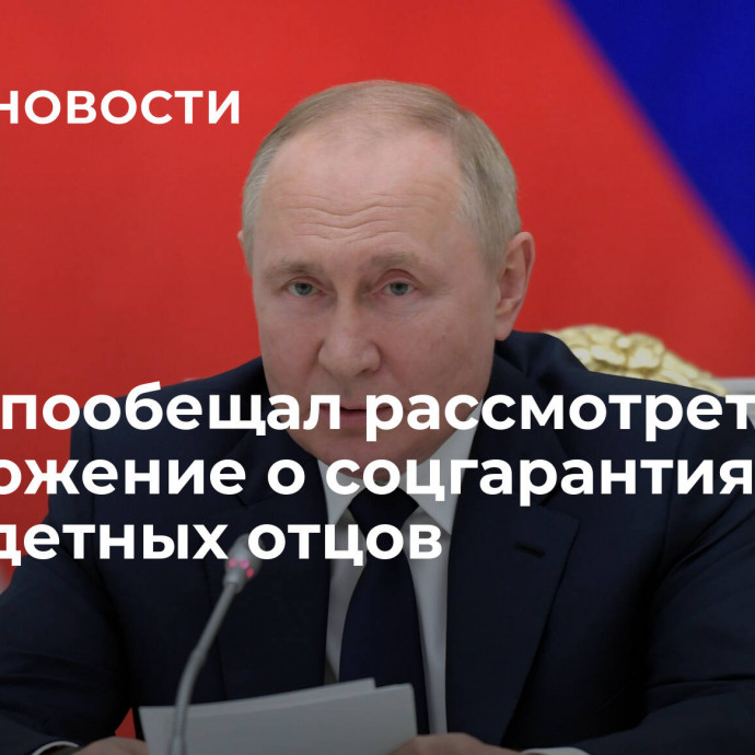 Путин пообещал рассмотреть предложение о соцгарантиях для многодетных отцов