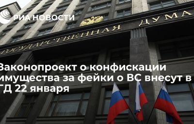 Законопроект о конфискации имущества за фейки о ВС внесут в ГД 22 января