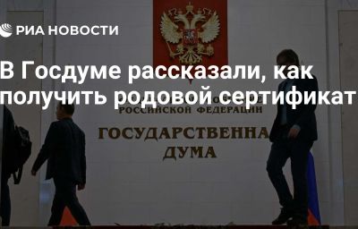 В Госдуме рассказали, как получить родовой сертификат