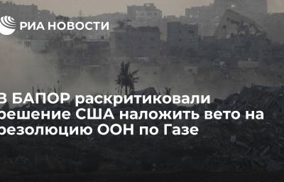 В БАПОР раскритиковали решение США наложить вето на резолюцию ООН по Газе