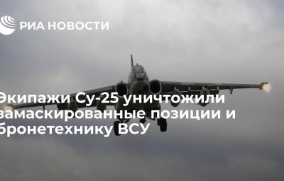 Экипажи Су-25 уничтожили замаскированные позиции и бронетехнику ВСУ