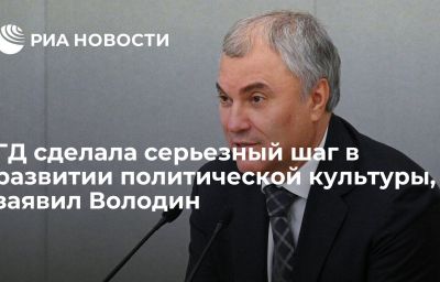 ГД сделала серьезный шаг в развитии политической культуры, заявил Володин