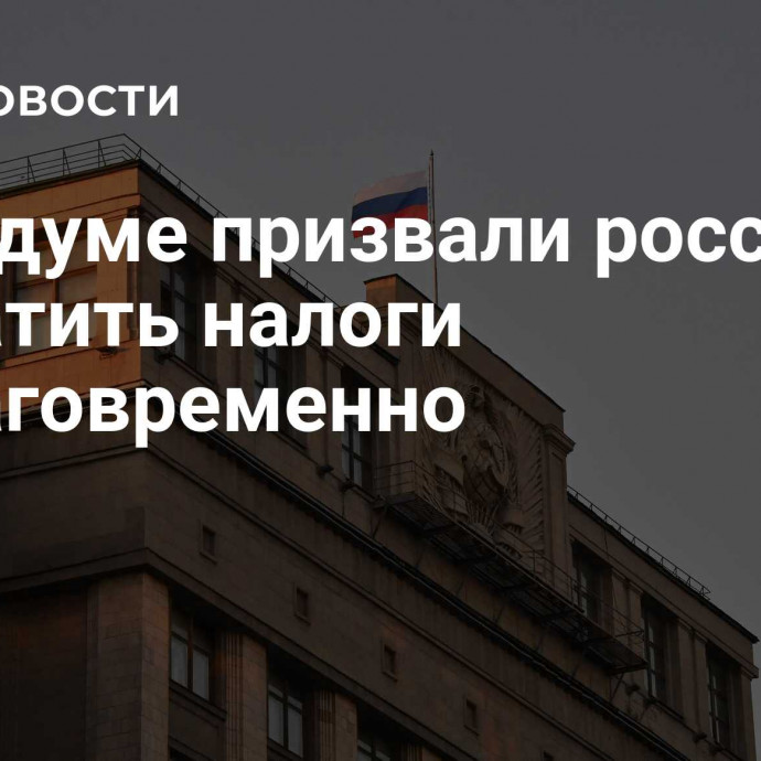 В Госдуме призвали россиян заплатить налоги заблаговременно