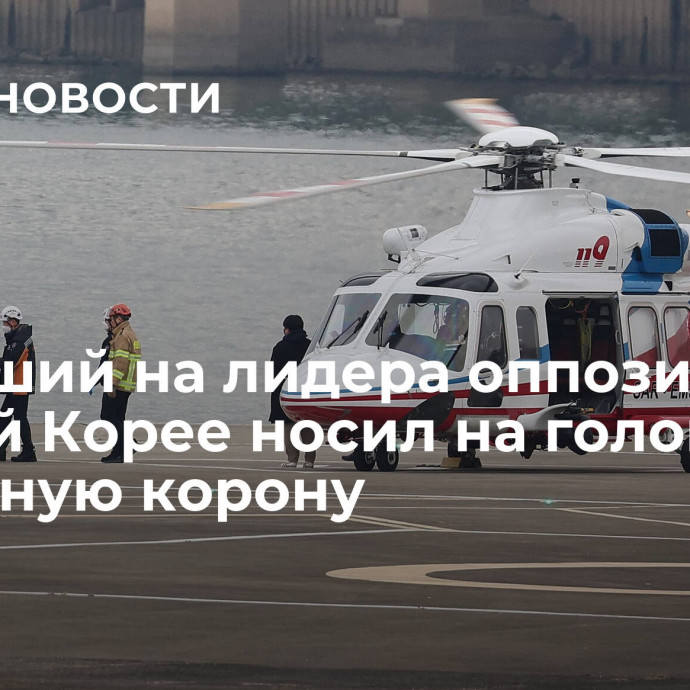 Напавший на лидера оппозиции в Южной Корее носил на голове бумажную корону