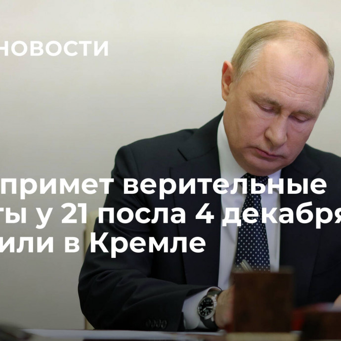 Путин примет верительные грамоты у 21 посла 4 декабря, сообщили в Кремле