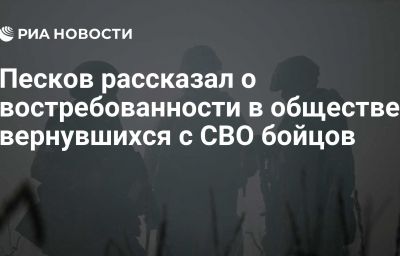 Песков рассказал о востребованности в обществе вернувшихся с СВО бойцов