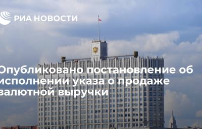 Опубликовано постановление об исполнении указа о продаже валютной выручки