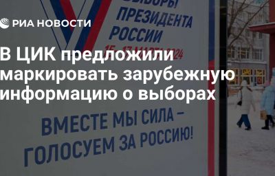 В ЦИК предложили маркировать зарубежную информацию о выборах