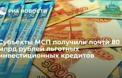 Субъекты МСП получили почти 80 млрд рублей льготных инвестиционных кредитов