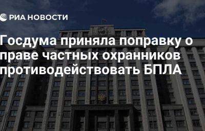 Госдума приняла поправку о праве частных охранников противодействовать БПЛА