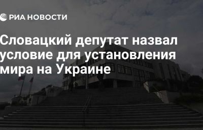 Словацкий депутат назвал условие для установления мира на Украине