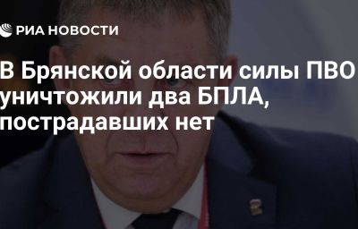 В Брянской области силы ПВО уничтожили два БПЛА, пострадавших нет