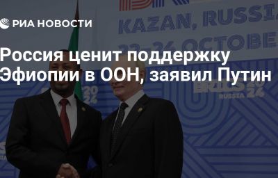 Россия ценит поддержку Эфиопии в ООН, заявил Путин